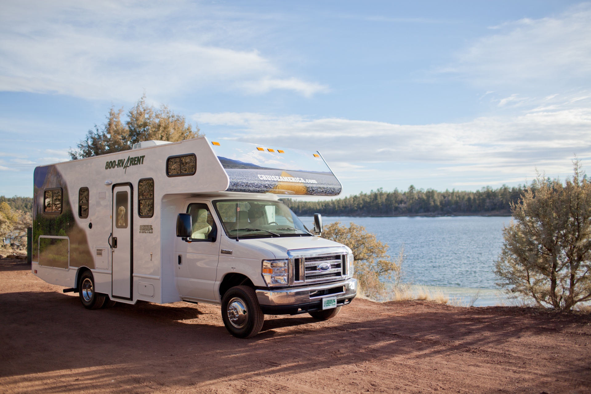 Luxury motorhome at sunset in front of the Tetons