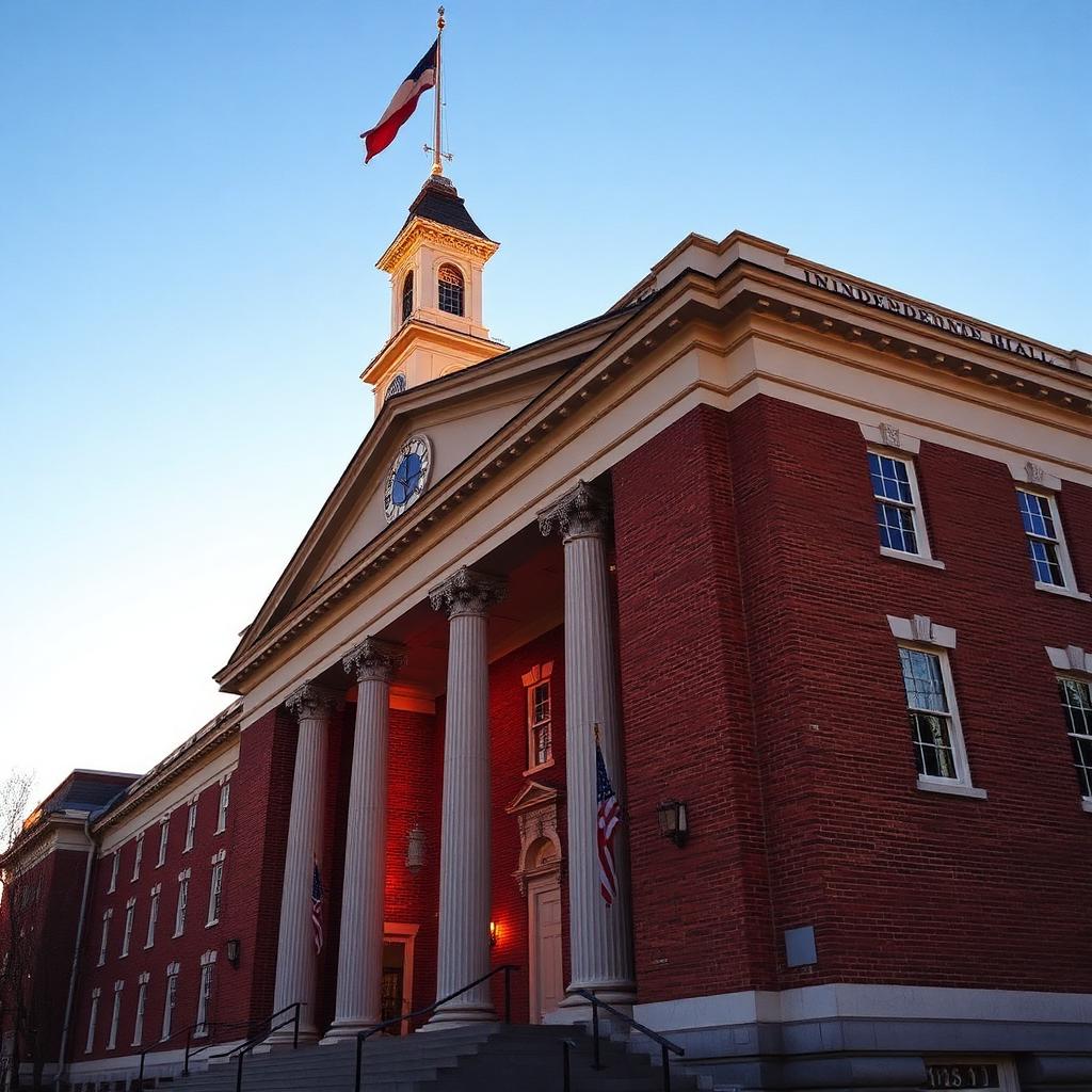 Independence Hall in Philadelphia at golden hour